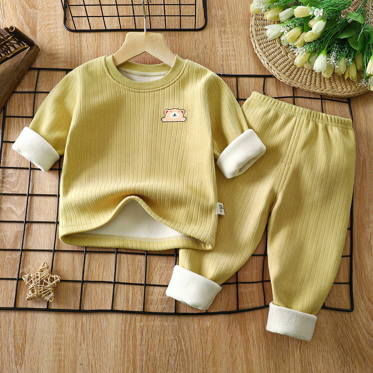Trajes de calentamiento para niños más terciopelo engrosado otoño y invierno nuevo bebé ropa interior de fondo ropa interior de otoño para niños pantalones de otoño para niños