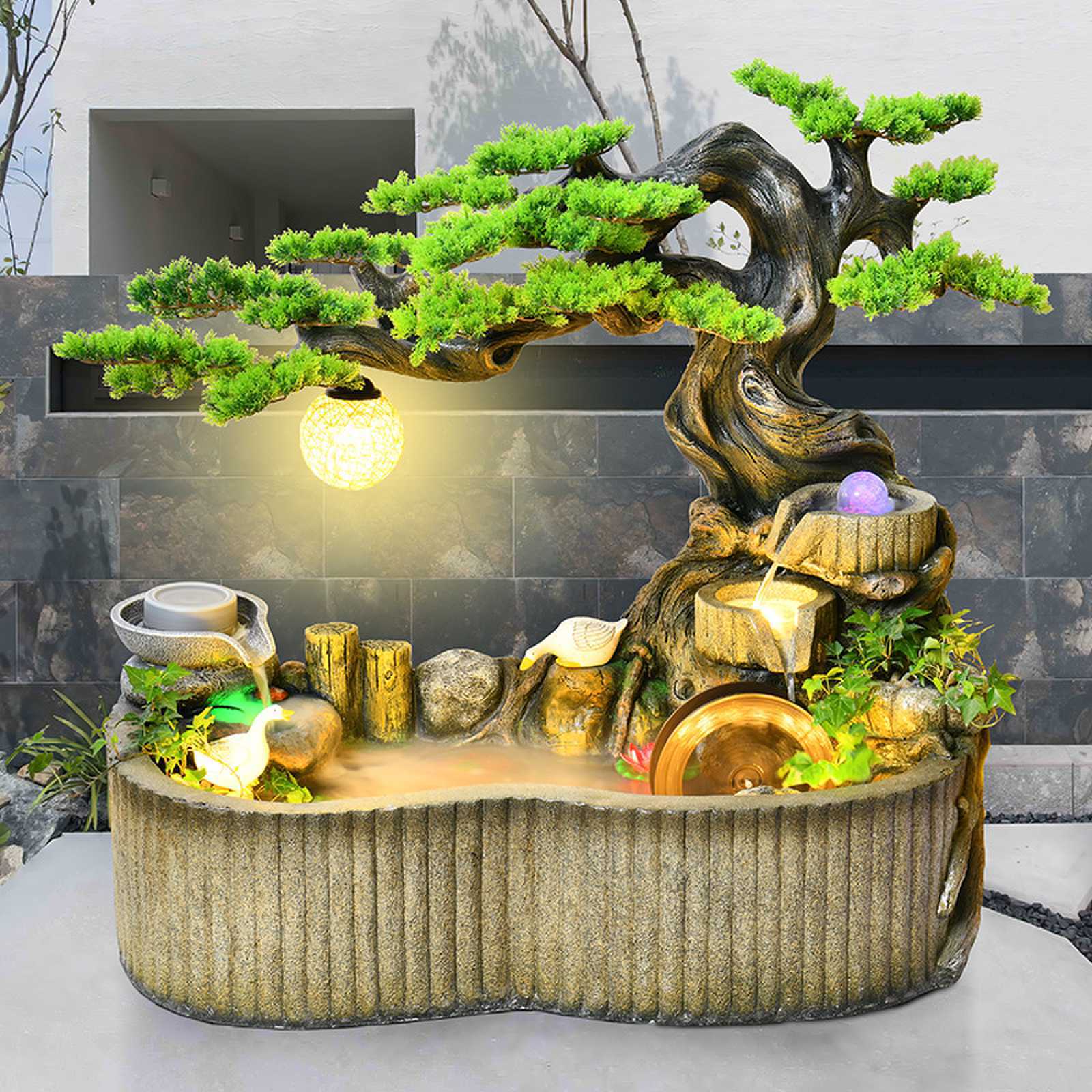 假山流水摆件喷泉家居庭院花园布置办公室店铺开业招财装饰品景观