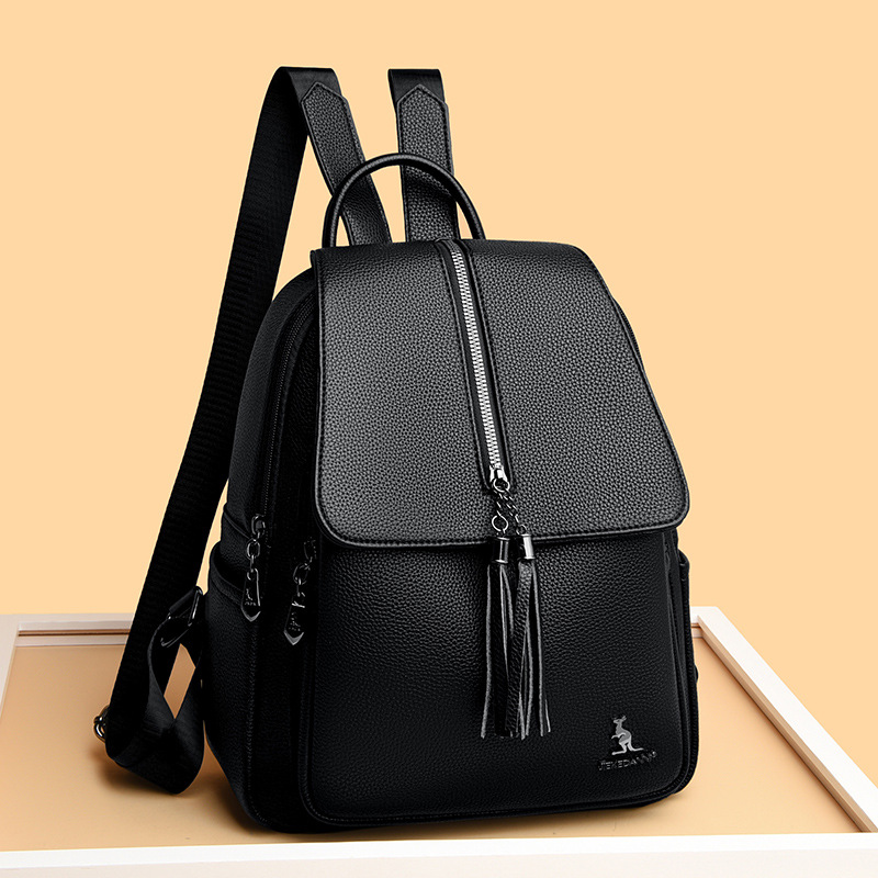 Mom's backpack, new tassel versatile casual women's bag, large capacity, high-quality texture, stylish travel bag_voghion.com
