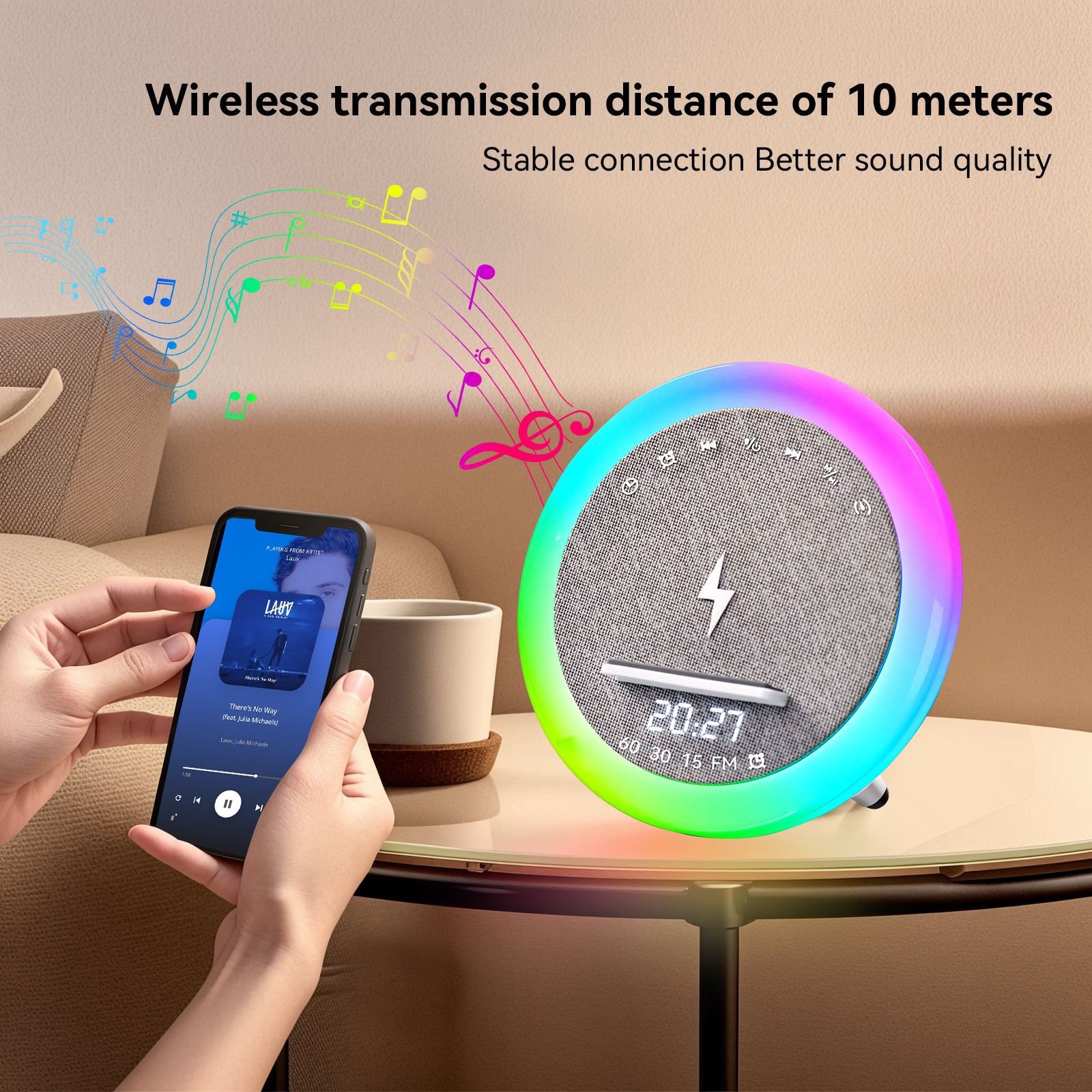 S302 altavoz bluetooth LED pantalla de luz color reloj alarma sin tiempo inalámbrico lleno de ruido blanco sonido de escritorio
