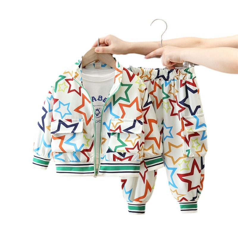 6323 Traje de ropa deportiva de otoño para niños 2025 nueva ropa para niños de la calle frita primavera y otoño ropa hermosa para bebés de moda