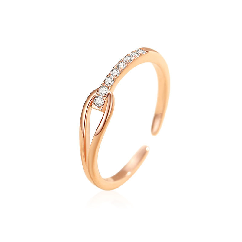 S925 plata geométrica entrelazada nicho femenino anillo de diseño anillo de diamantes de moda coreana regalo del Día de San Valentín para la novia