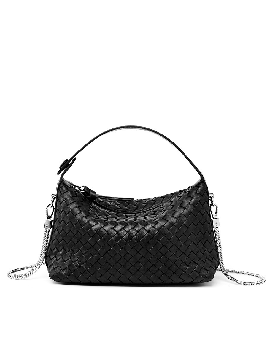 2025 New Niche Genuine Leather Woven Dumpling Bag Sheepskin Chain Crossbody Bag Women's Pillow Bag Handbag - Thumbnail 6