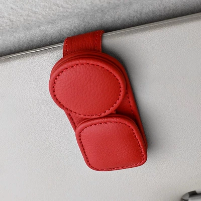 Car Glasses Clip/Bill Clip Glasses Holder, In-Car Sun Visor - red