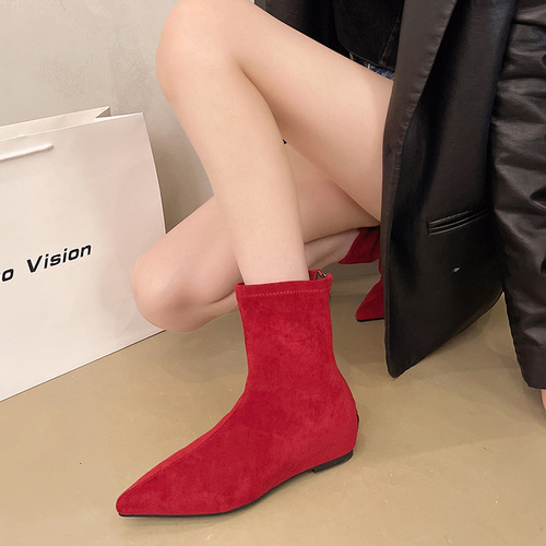 Compact Low-Heeled Brown Retro Short Boots for Slim Women: Spring and Summer New French-Style Short Boots and Barefoot Boots