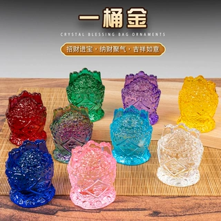 水晶一桶金五谷丰登聚财桌摆饰品水晶工艺品开业乔迁礼品家居摆件
