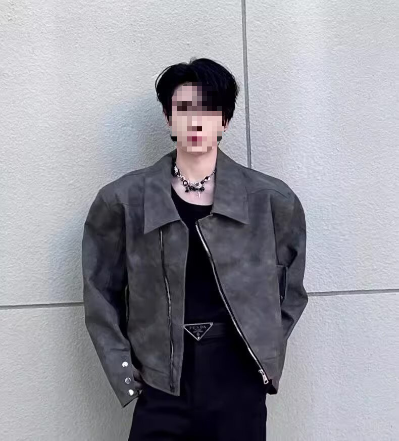 Men's Cool Motorcycle Jacket With Turn-down Collar European Style_voghion.com