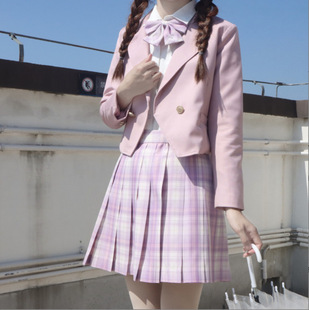 jk uniform suit jacket women's autumn and winter college style JK plaid skirt School sense small sweet suit