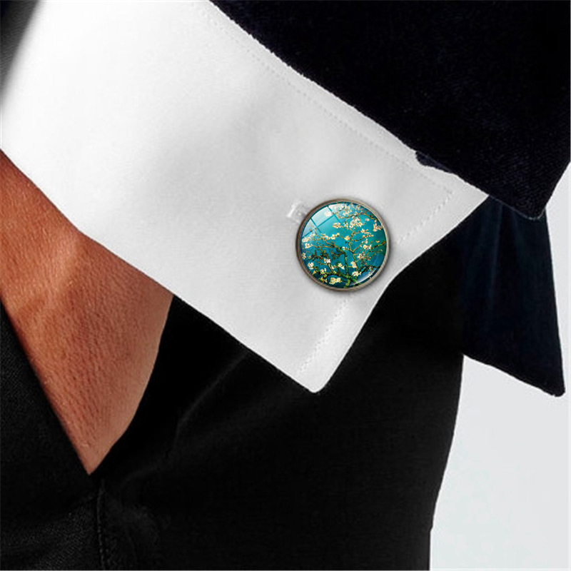 10g Weight Cufflinks Classification 1 Pair Quantity Business, Daily Occasion Alloy Material Oil Painting Pattern Unisex Gender Plating Design Casual, Artistic Style 1 Pair Casual Artistic Oil Painting Alloy Plating Unisex Cufflinks 2