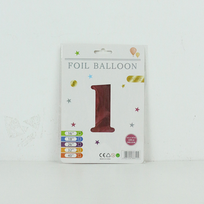 Versión americana cuerpo delgado película de aluminio globo decorativo al por mayor 16 pulgadas embalaje fino Tarjeta de papel digital independiente embalaje papel de aluminio globo