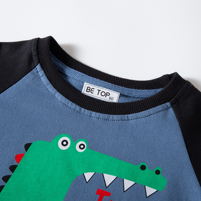 Los nuevos niños del otoño del bebé de la manga del raglán dinosaurio estilo coreano suéter de algodón suéter de los muchachos de manga larga ropa para niños al por mayor