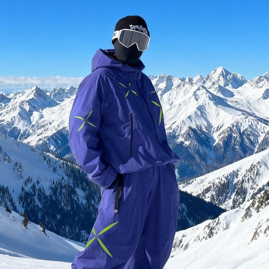 Ldab Blue Starburst Ski Suit Set for Men 2026 New Outdoor Windproof Thickened Jacket Double Board Snow Gear Equipment