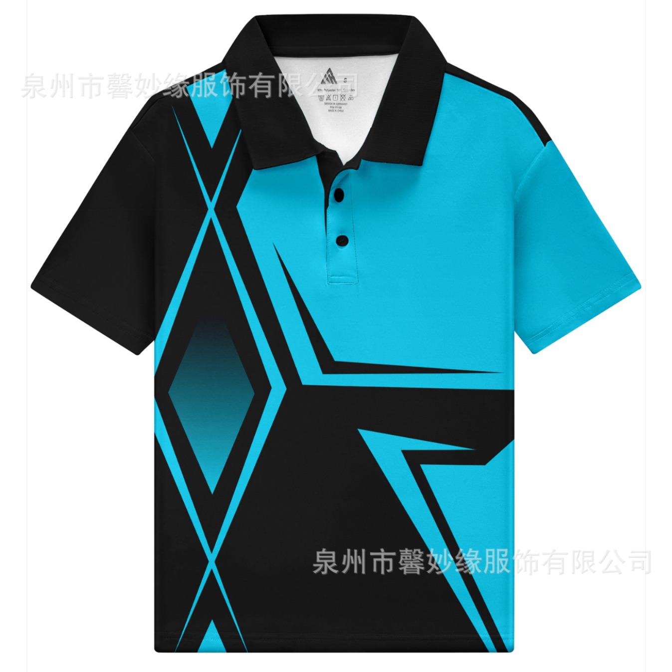 中大童短袖POLO衫 夏季休闲运动几何图案印花系衬衫 时尚翻领舒适