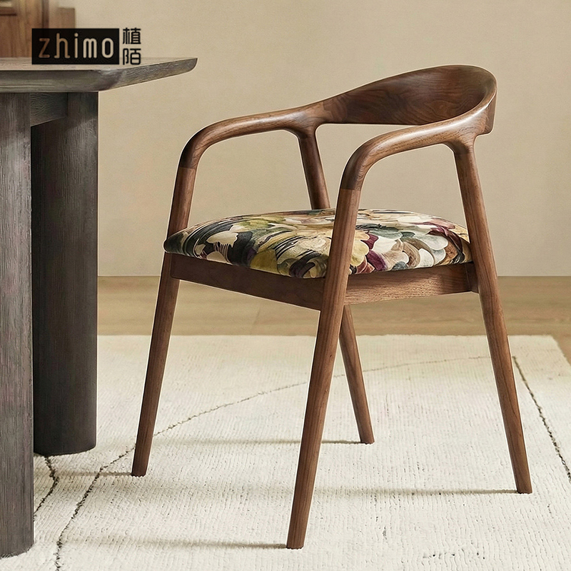 Ash Wood Solid Wood Dining Chair, French Mid-Century Style Dining Chair, Armchair, Bedroom Leather Upholstered Vanity Chair Ash Wood Solid Wood Dining Chair, French Mid-Century Style Dining Chair, Armchair, Bedroom Leather Upholstered Vanity Chair