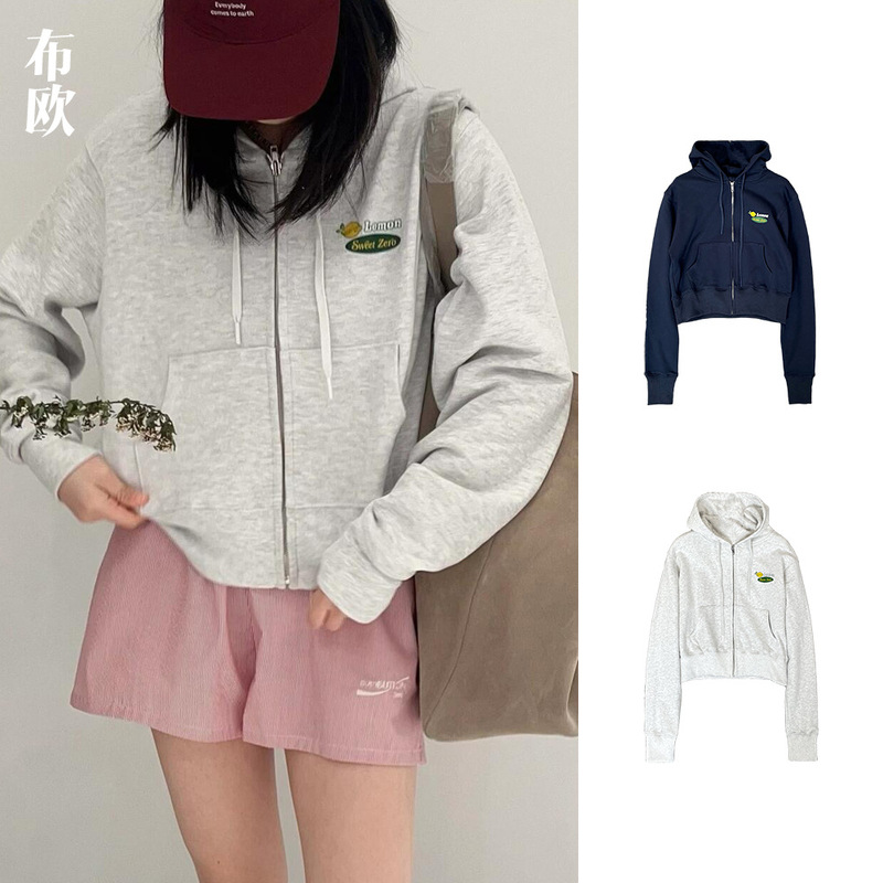 [Clearout No Returns or Exchanges] Designer Brand New Zero Series Short Hooded Zipper Sweatshirt American Retro