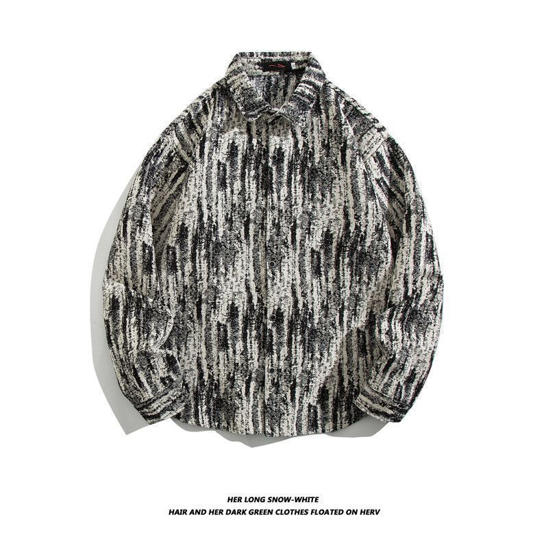 Camisa de manga larga bordada tejida retro japonesa hombres vintage barroco étnico suelto casual otoño e invierno abrigo de pareja