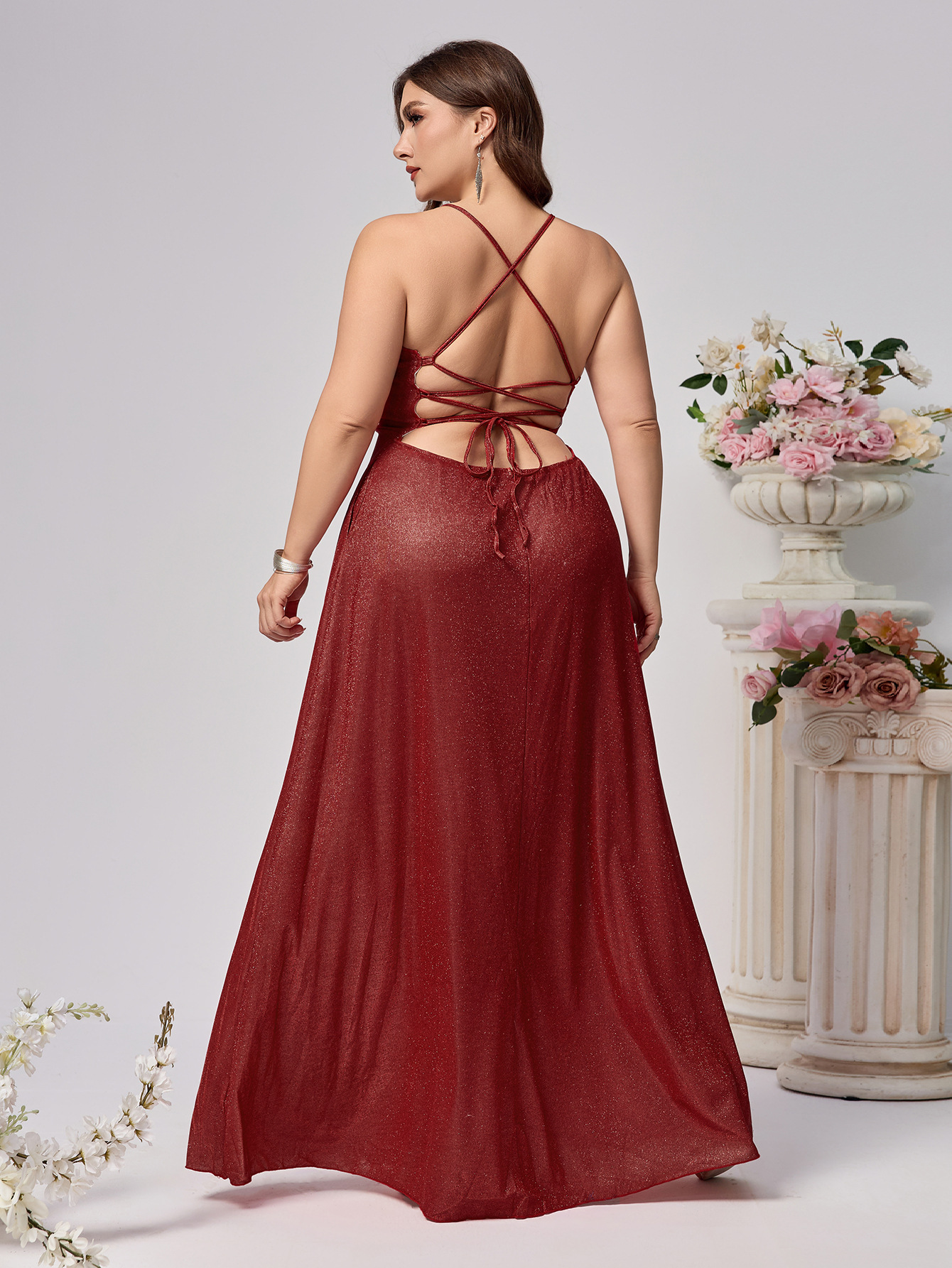 Vestido de talla grande Venta caliente Vestido sin tirantes Comercio exterior europeo y americano Vestido de noche con cordones sexy Amazon Elegant mono