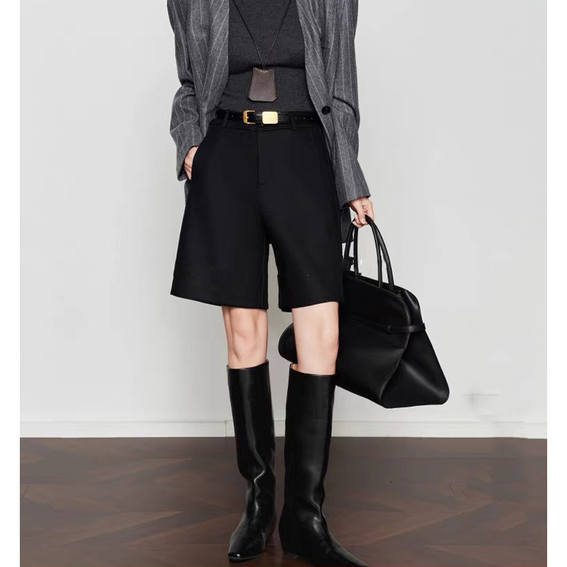 In-Stock Factory Direct Wholesale Women's Shorts, New Black Casual Pants, Boot Shorts for Outerwear, High-Waisted, Women's