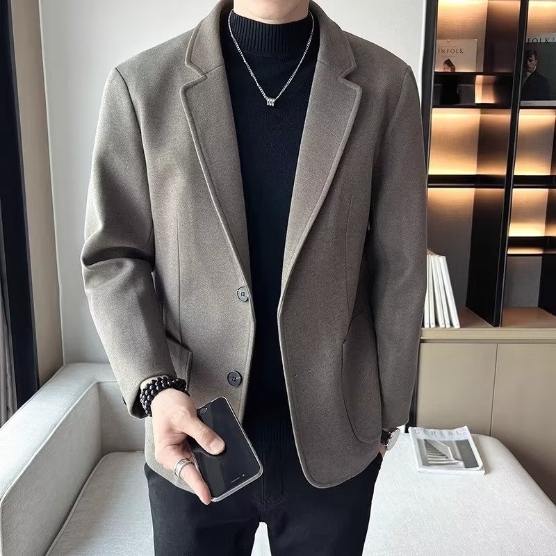 ins休闲毛呢西服男韩版潮流痞帅气小西装上衣服港风潮牌单西外套