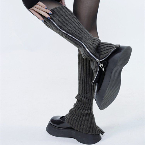 Cable Knit Socks for Girls - New Long Stockings for Autumn/Winter,JK Style Warm & Colorful Matching Knit Zipper Boot Socks
