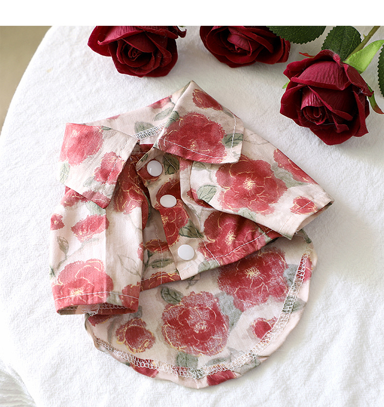 Chaleco para perro con rosas camisa ligera para perros pequeños_voghion.com
