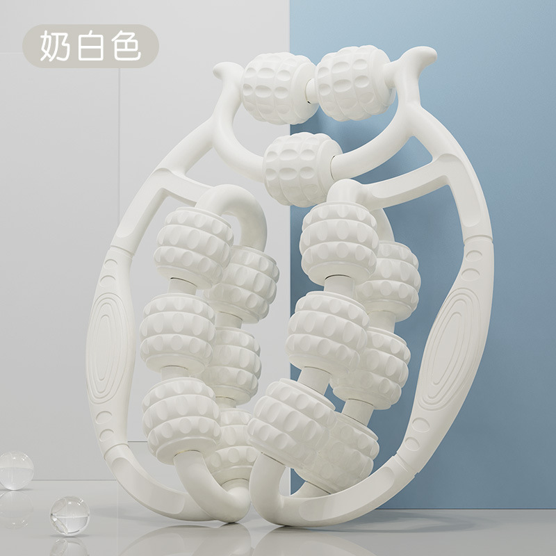 足のマッサージ器のローラーのリングの足を挟む器のやせた太ももの神器のすねの筋肉のリラックス器はローラーの狼の歯をマッサージします。|undefined