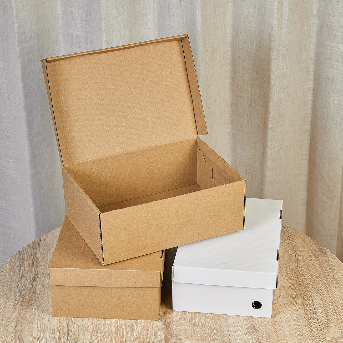 Cajas de zapatos al contado, cajas de cartón, solapa al por mayor, cajas de embalaje blancas plegables, cajas de zapatos vacías de papel kraft, logotipos impresos en pequeños lotes