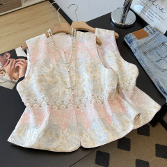 新款国风重工钉珠绣花马甲上衣女秋季新款新中式气质无袖马甲外套