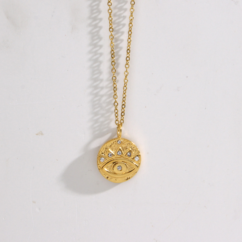 Fashion Devilu0027S Eye Stainless Steel Pendant Necklace Plating Inlay Zircon Stainless Steel Neckla