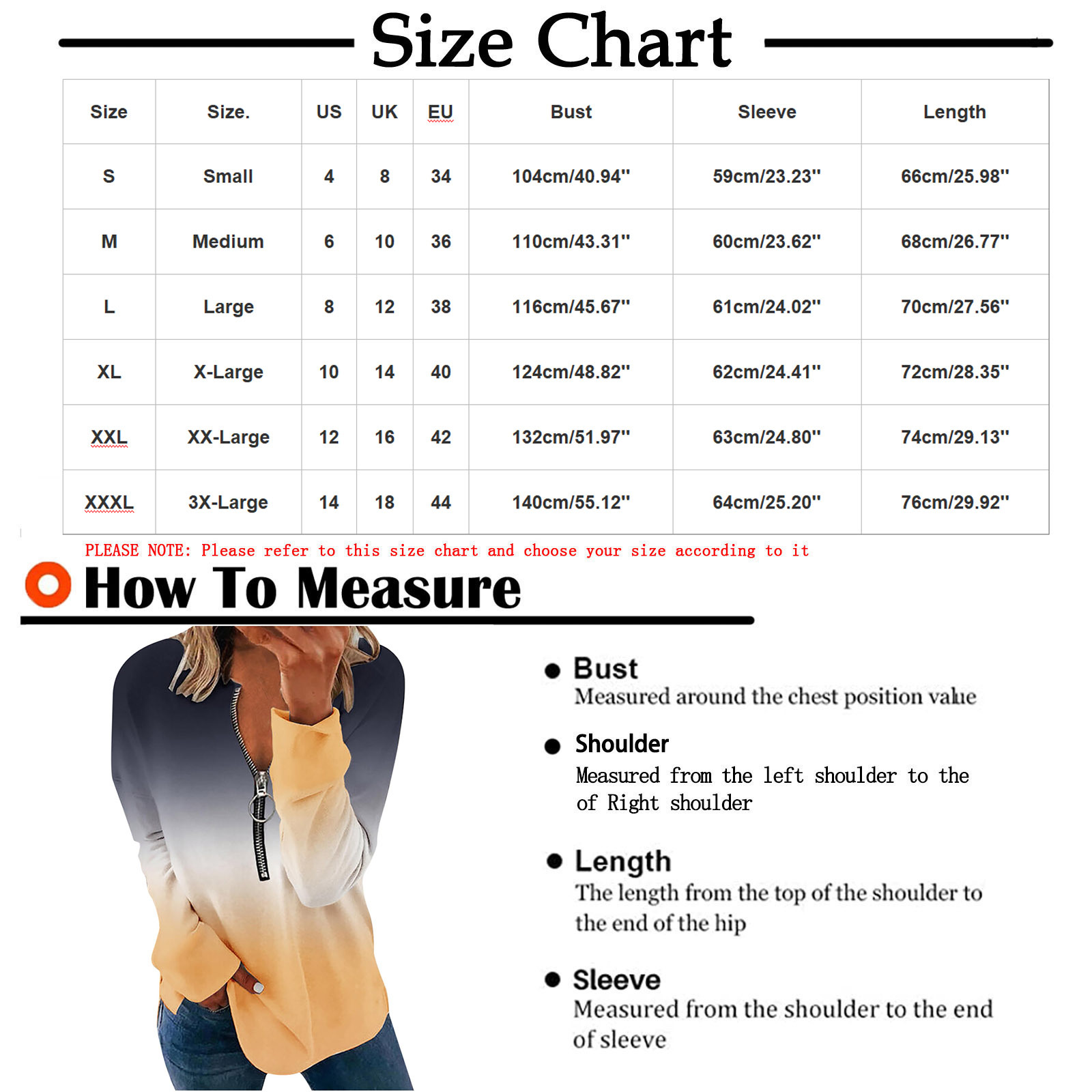 Women's Gradient Round Neck Long Sleeve Sweatshirt With Zipper_voghion.com