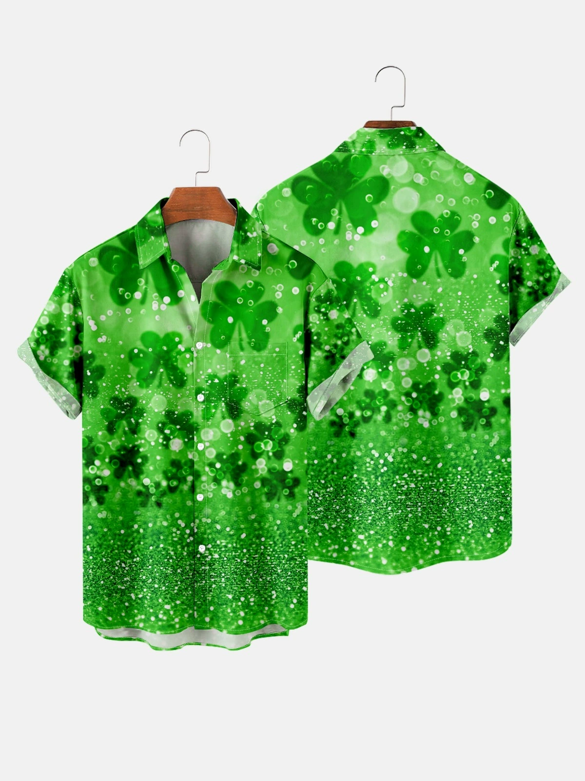 [2023欧美 St. Patrick's Day 系列 纽扣亚马逊潮流夏季口袋短袖衬]