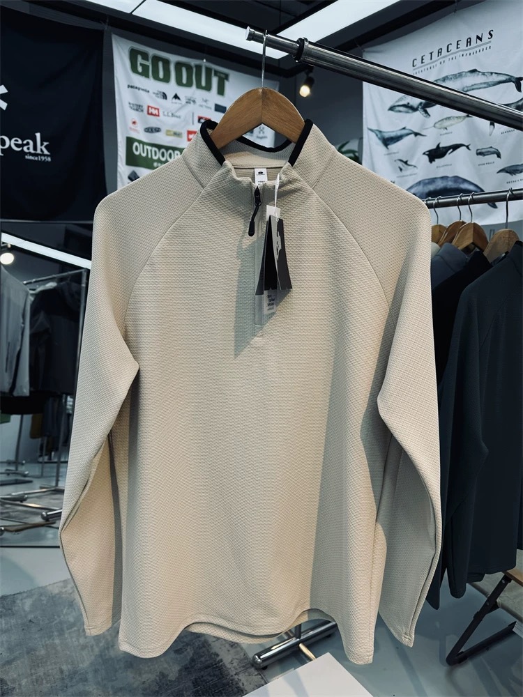 Camiseta deportiva para hombre de otoño/invierno — cuello medio con media cremallera, transpirable, manga larga, ideal para fitness y outdoor