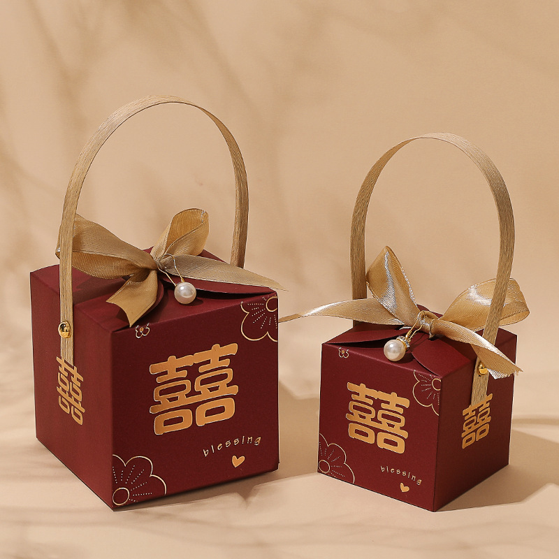 Caja de dulces de boda Boda 2024 Nuevo caramelo portátil de alta gama Empaquetado de dulces de boda Caja de regalo Bolsa vacía