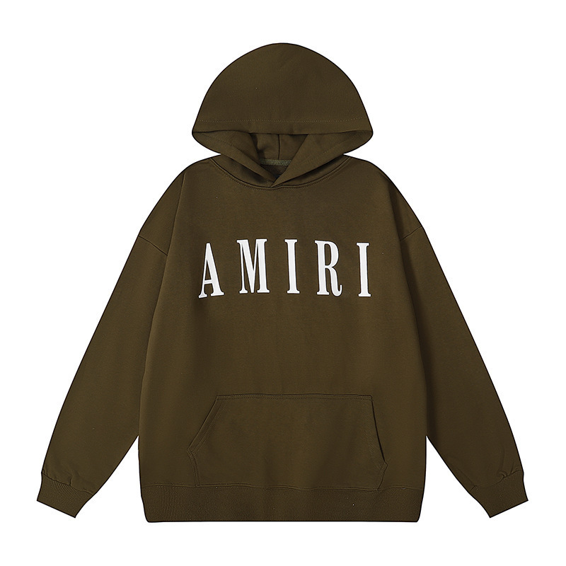 アメリカンストリート Amiri ニッチハイストリート男性と女性のカップルソリッドカラーコットンプリントプルオーバースウェットシャツレトロパーカー|undefined