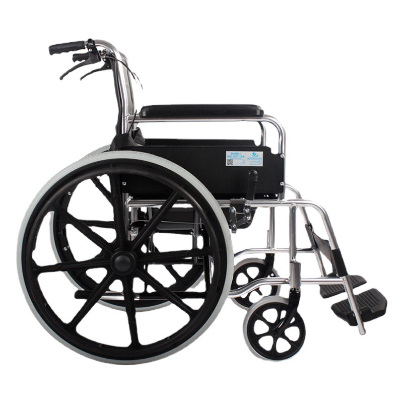 Qishide aleación de aluminio ancianos discapacitados carro inodoro silla de ruedas ligero de cuatro ruedas scooter plegable con mesa de comedor