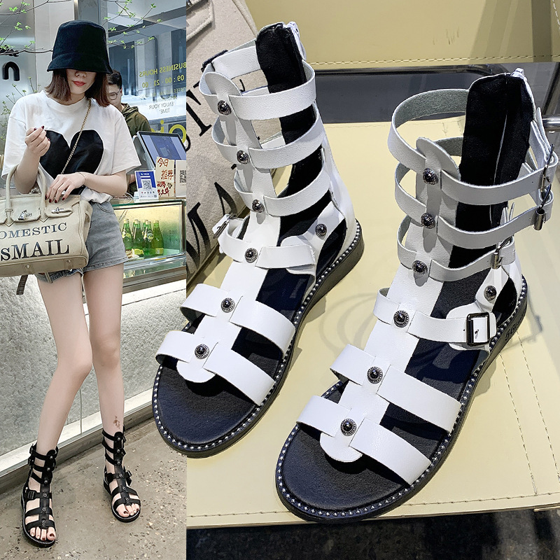 Women's Streetwear Solid Color Round Toe Strappy Sandals display picture 10