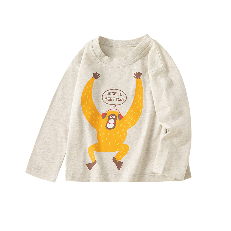 Transfronterizos ropa infantil en vivo fuente primavera camiseta de base de algodón para niños de mangas largas camiseta ropa de moda