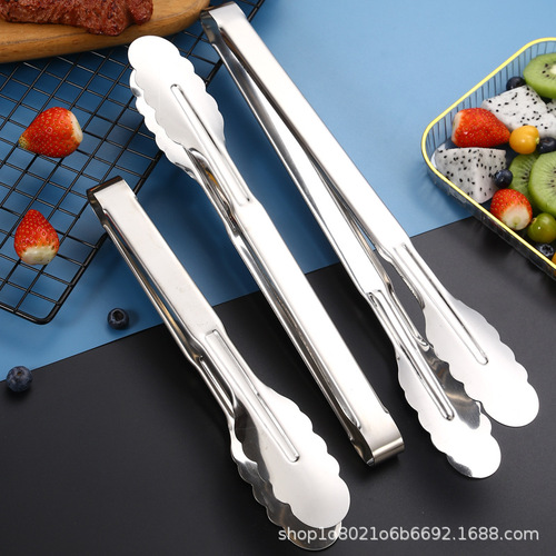 Stainless steel food tongs household food tongs kitchen restaurant baking bread tongs multifunctional barbecue tongs steak tongs
