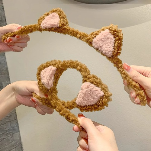 Plush cat ears wash face headband female cute headband makeup internet celebrity headband hair bundle hairpin hairband headdress