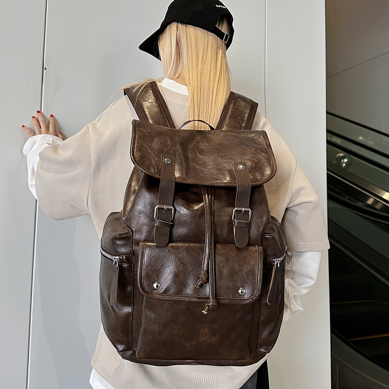 New Korean Retro Simple Casual School Men's Unisex Couple Backpack Travel Laptop Bag_voghion.com