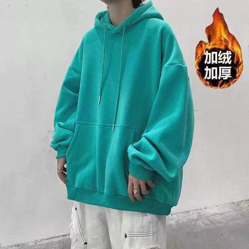 Pure Color Hooded Sweatshirt for Men - Autumn/Winter Cap Top, Trendy Korean Style, Loose and Versatile, Fleece Lined and Thickened Outerwear
