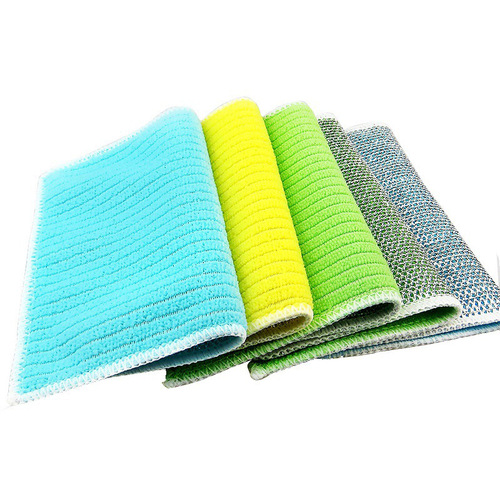Double-sided gold and silver dishwashing cloth, double-sided velvet rag, non-stick oil, microfiber dishcloth, kitchen decontamination scouring pad