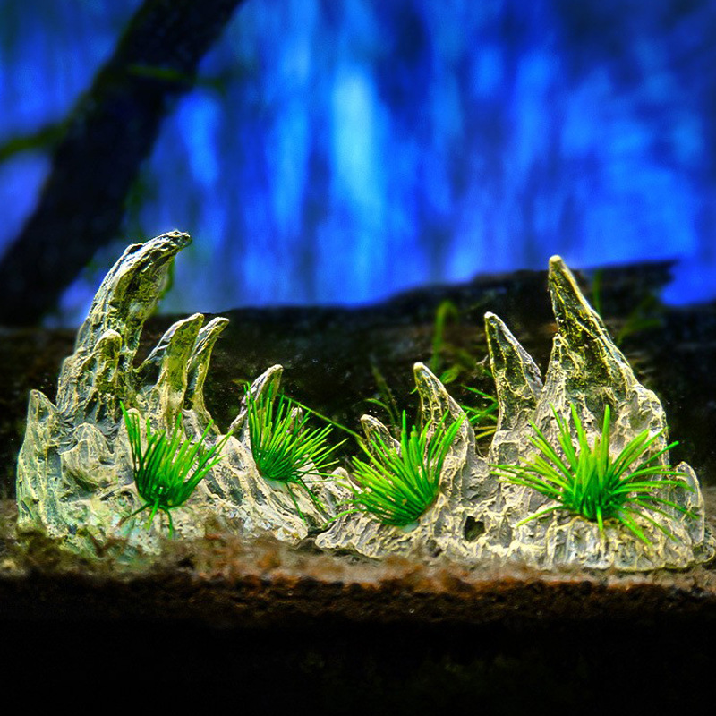 El comerciante recomienda el lugar para el paisajismo del cañón de piedra de dragón azul, decoración de resina de pecera de roca de quilla de agua decorativa