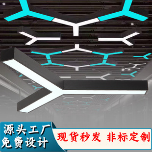 led office chandelier y-shaped office light commercial super gym square light industrial wind splicing light chandelier modeling light