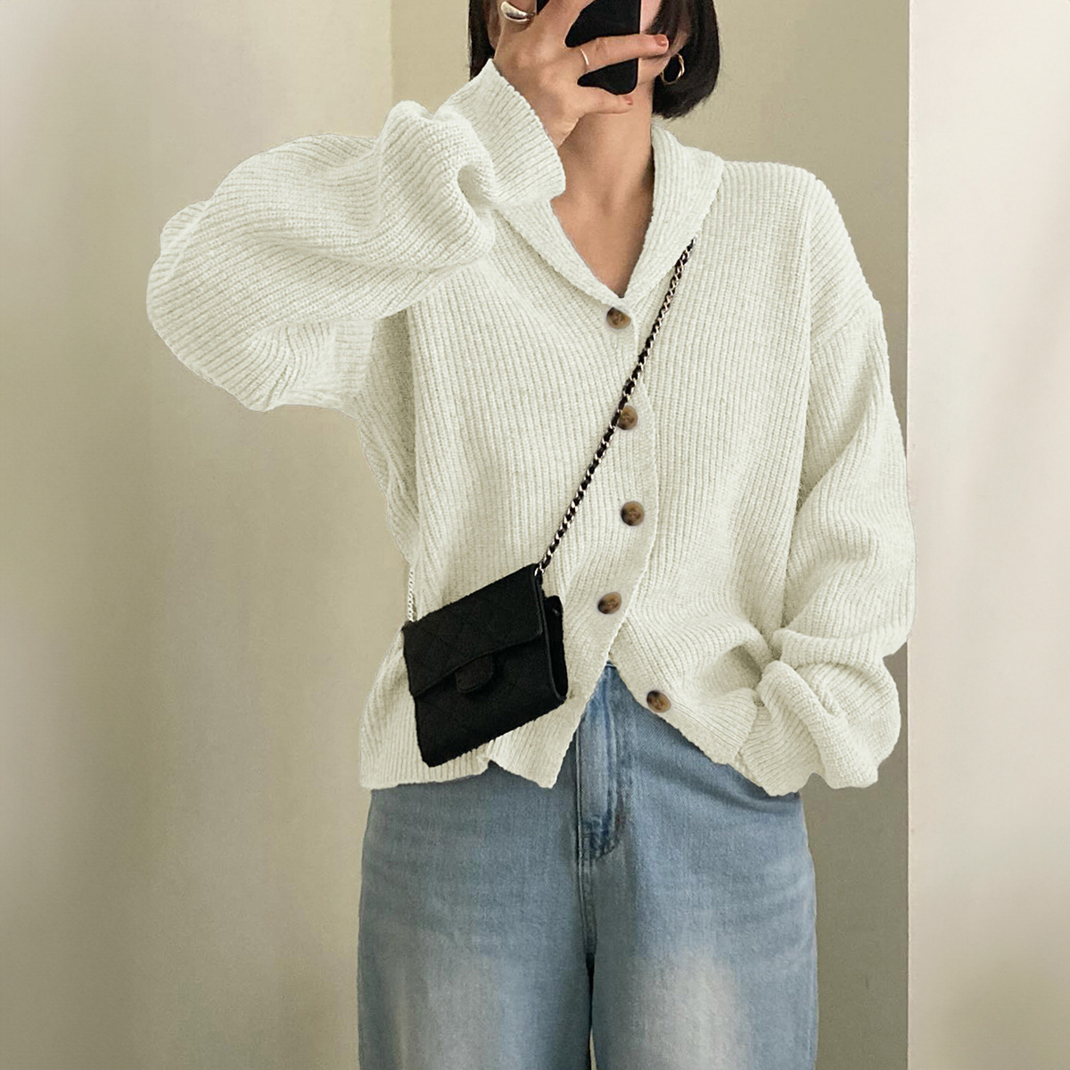 Kaikuo transfronterizo Europa y Estados Unidos vacaciones casuales camisa de fondo de color sólido suéter de mujer otoño y invierno 2025 estación independiente de Amazon image 6