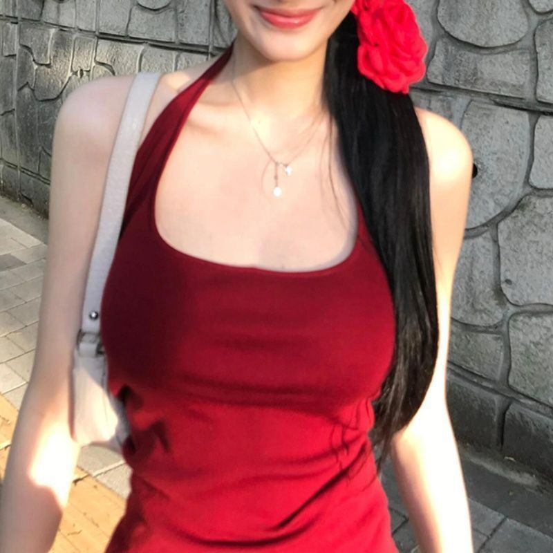 ホルターネックトップ、キャミソール、美しい背中の女性用夏用インナーとアウターブラ、胸パッド付き一体型ボトムチューブトップ|undefined