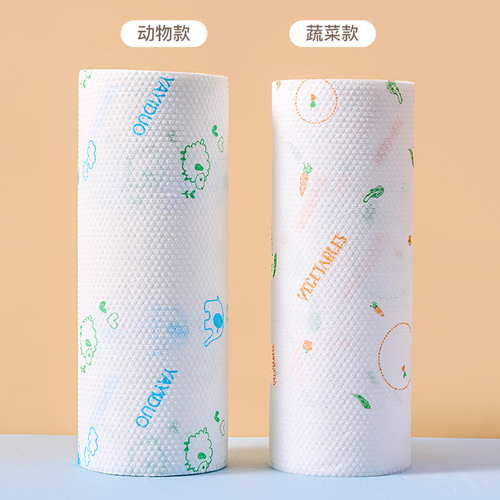 Foreign trade disposable rag thickened kitchen oil-absorbing tablecloth dry and wet scouring pad dishcloth lazy rag 75g