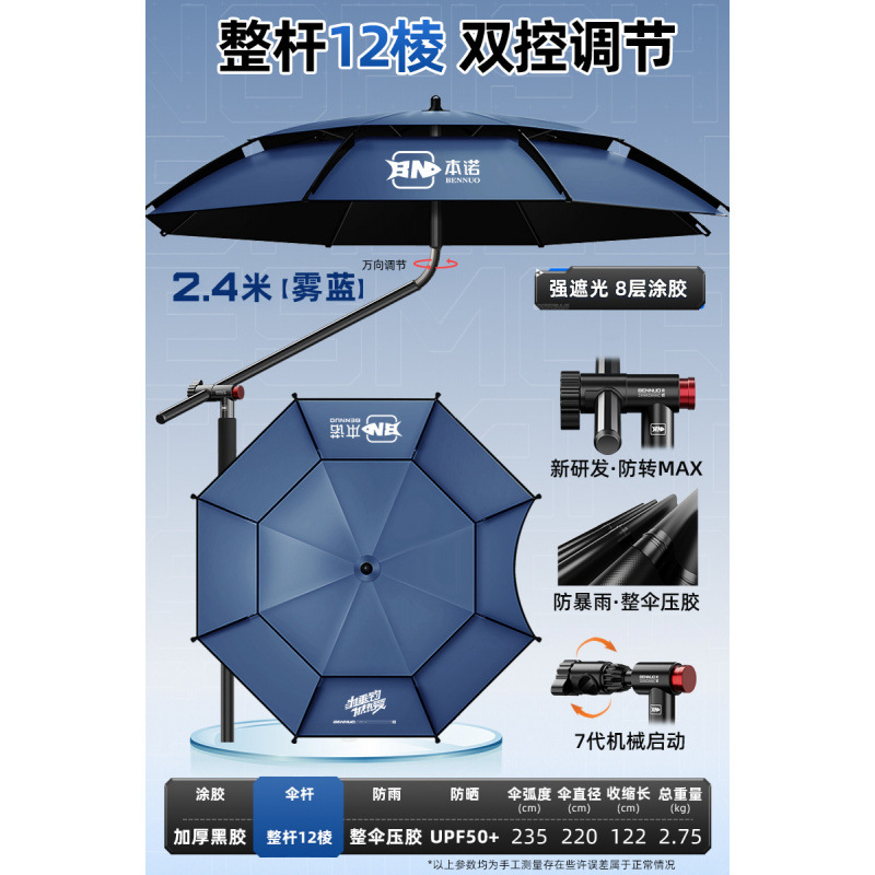 Paraguas de pesca 2025 nuevo paraguas de pesca al aire libre paraguas de muletas de lluvia contra el sol