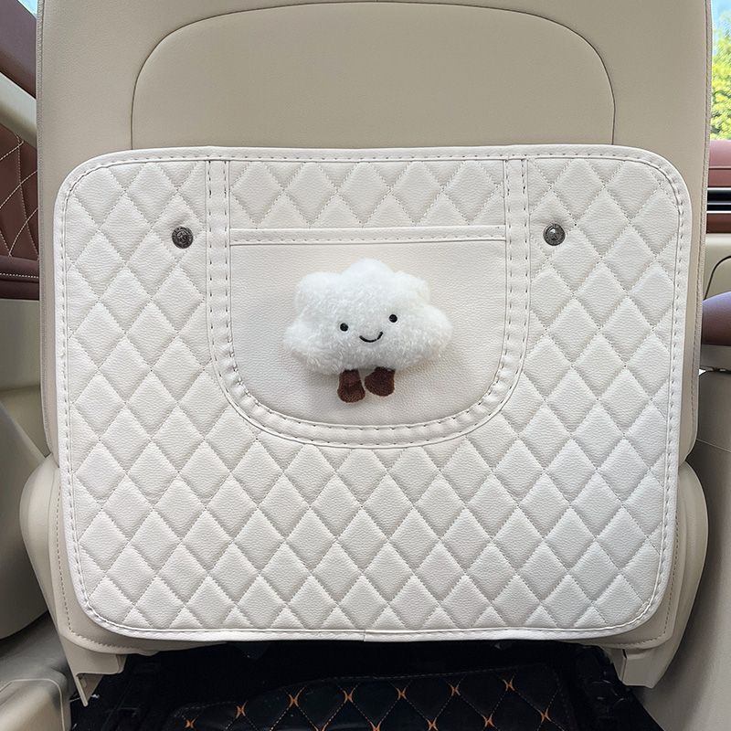 Universal Car Back Seat Kick Pad Protector (Chair back anti-kick pad) - short-leg-cloud-white-kick-pad
