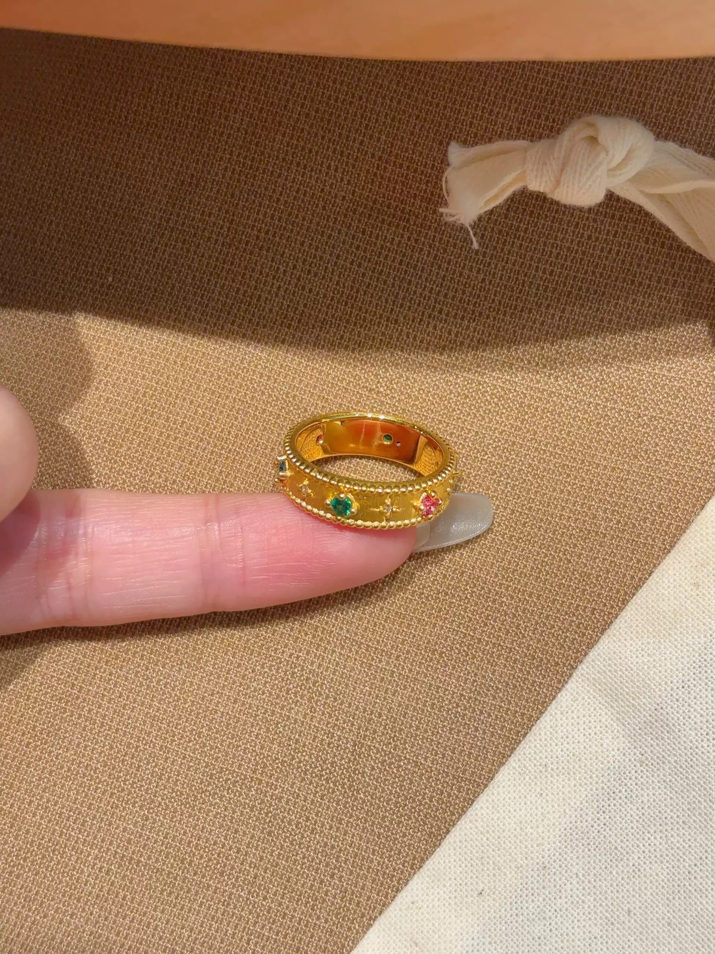 Vintage Gold-plated Sternenring Mit Bunten Steinen Für Damen_voghion.com